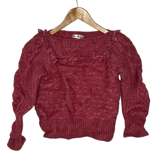 LoveShackFancy Kingston Rose Pink Fringe Sweater Alpaca Wool Sweater - Picture 4 of 16